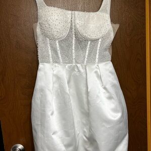 Elegant White Beaded Dress